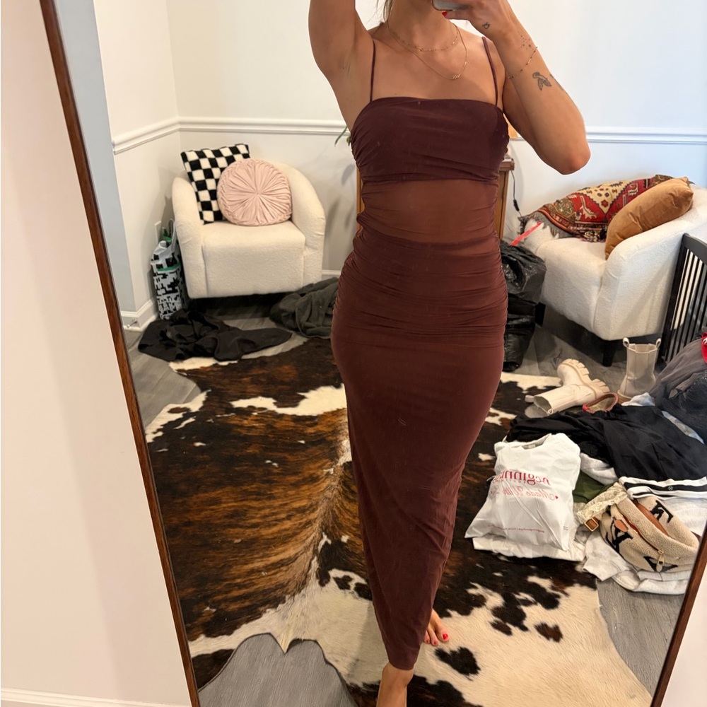 Elegant Brown Maxi Dress